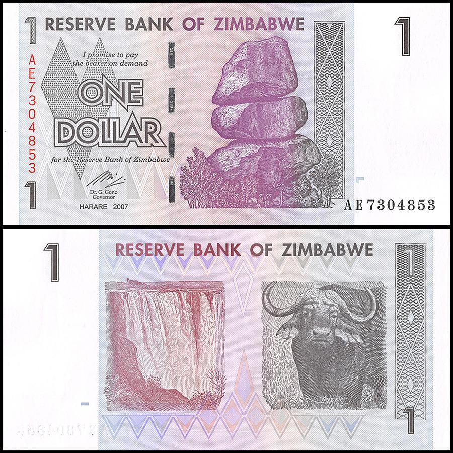 Zimbabwe 1 Dollar Banknote, 2007, NEW - 100Trillions.com
