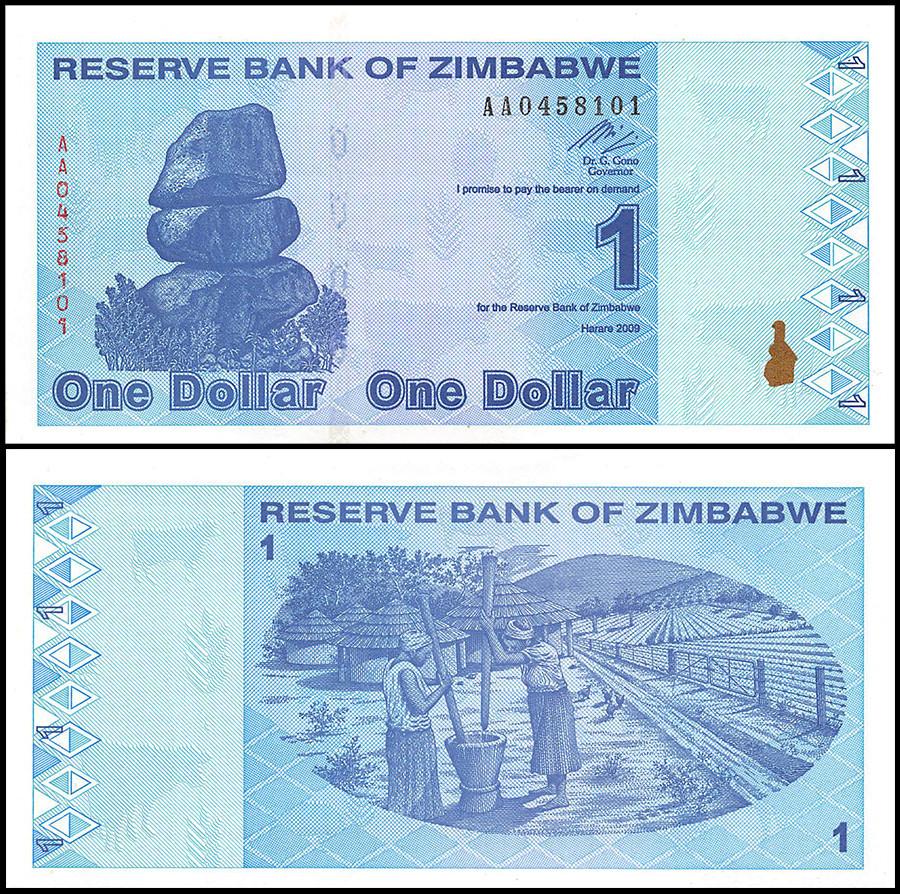 Zimbabwe 1 Dollar Banknote, 2009, NEW - 100Trillions.com