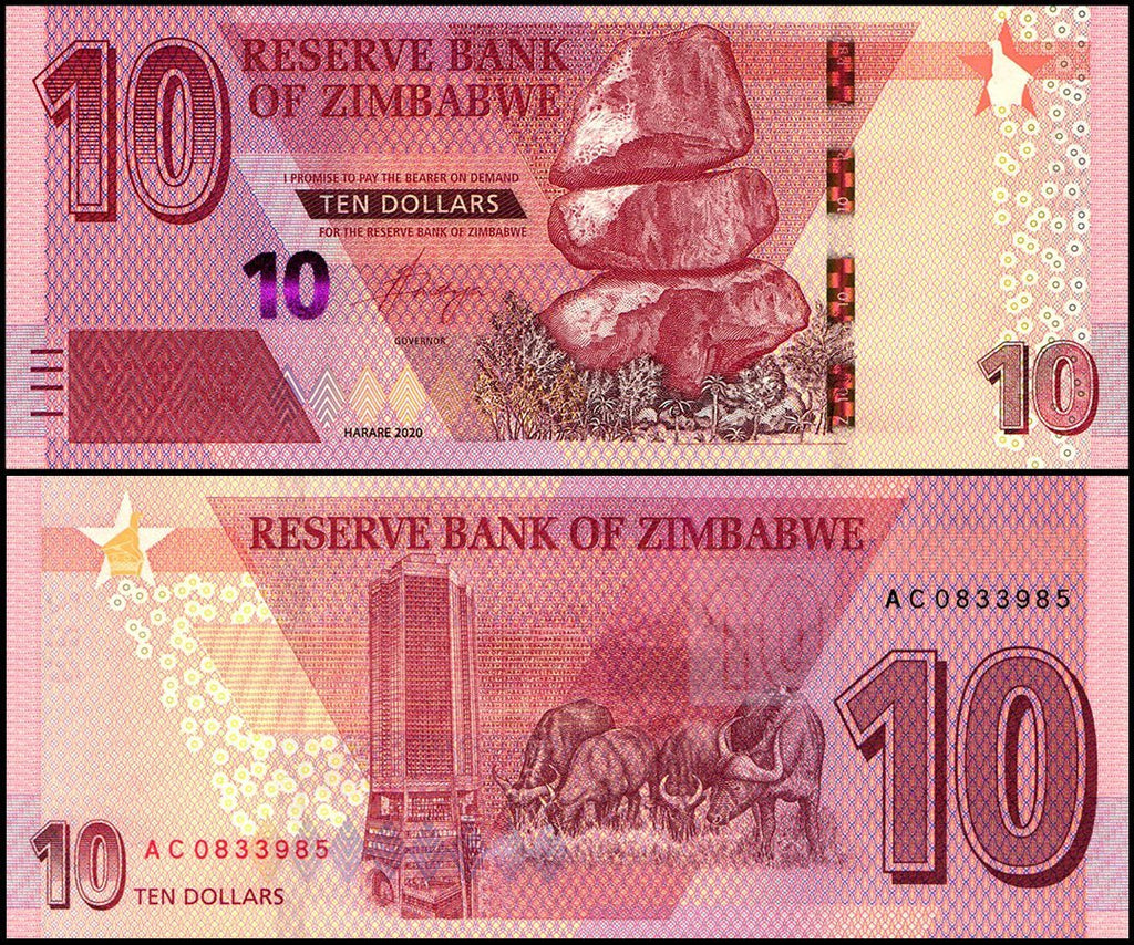 ZIMBABWE 10 DOLLAR BOND NOTE, 2020, NEW