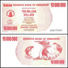 Zimbabwe 10 Million Dollar Bearer Cheque, 2008, NEW - 100Trillions.com