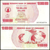 Zimbabwe 10 Million Dollar Bearer Cheque, 2008, CIR USED - 100Trillions.com