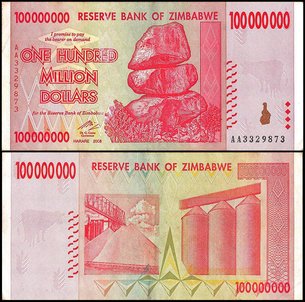 100 Million Zimbabwe Notes