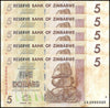 Zimbabwe 5 Dollar Banknote, 2007, USED - 100Trillions.com