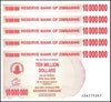 ZIMBABWE 10 MILLION DOLLAR BEARER CHEQUE, 2008, NEW