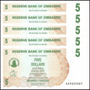 ZIMBABWE 5 DOLLAR BEARER CHEQUE, 2006, NEW